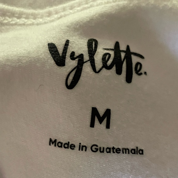 Vylette Women's Size M White Long Sleeve Cropped Top Stretch Scoop Neck - Picture 7 of 7